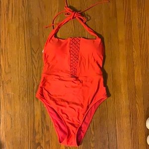 Aerie Red One Piece Swimsuit High Waisted